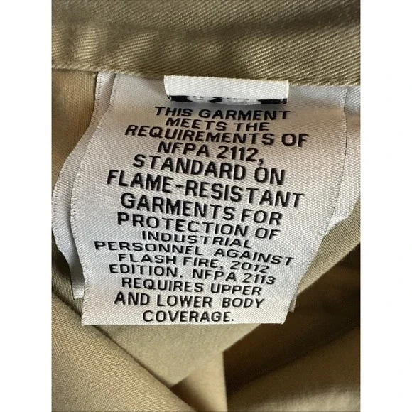 Rasco FR Flame Resistant Shirt Men XL Khaki Button Up Work Shirt Thrashed‎ - Picture 8 of 12